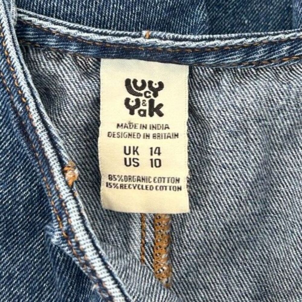 Lucy And Yak Women Size 10 Dress Black Organic Cotton Denim Jean Overalls Jumper - Picture 4 of 5